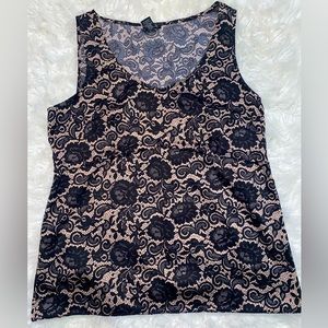 Ann Taylor Faux Lace Sleeveless Blouse Satiny Womens Size 12